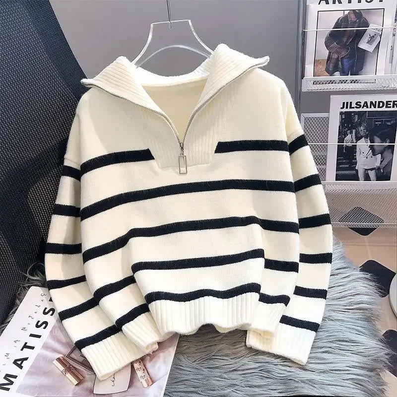Pink Bloom Zip Stripe Pullover