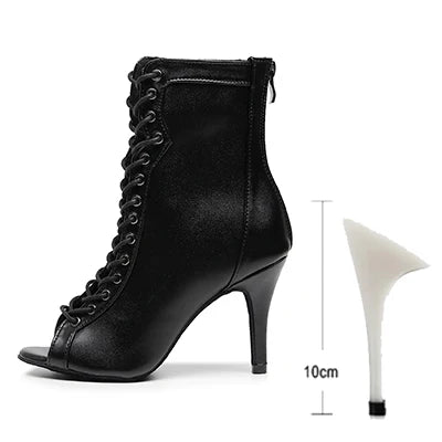 Pink Bloom Beige & Black High Heel Dance Booties