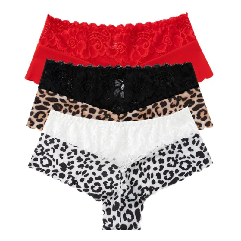 Pink Bloom 3pc Leopard Lace Panties – Sexy, Soft & Bold.
