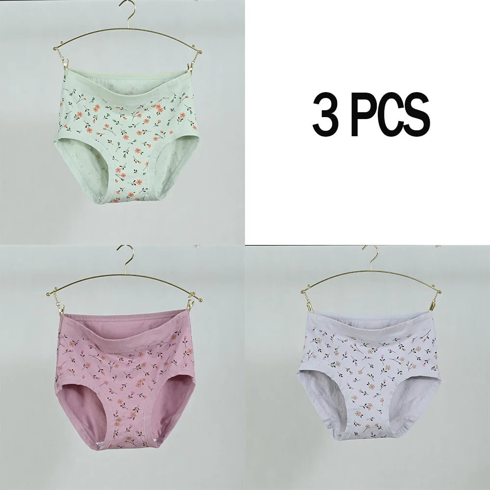 Pink Bloom Breathable Cotton Floral Panty Set – 3-Piece High-Waist