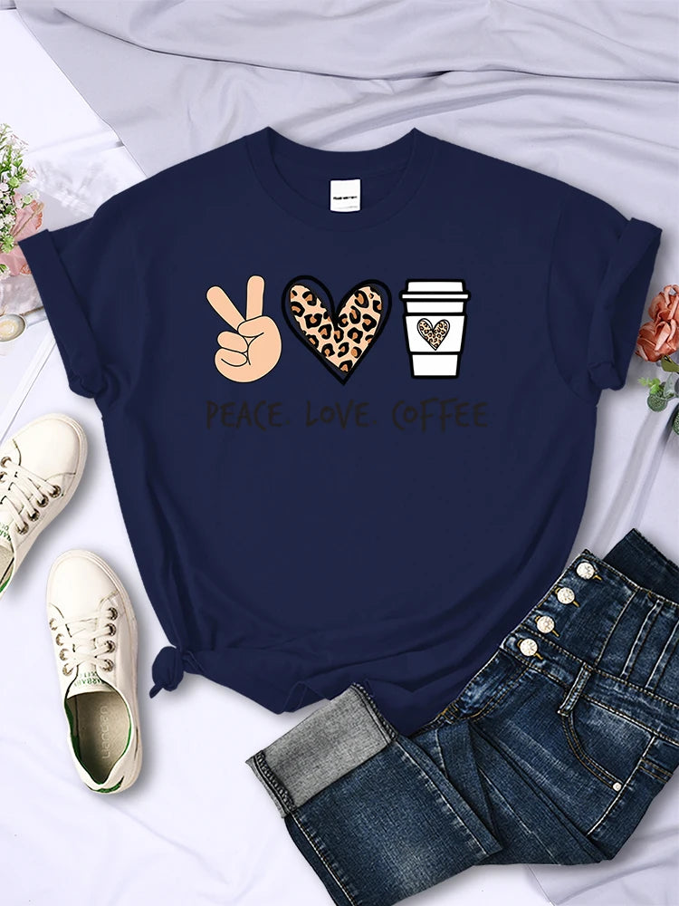 Pink Bloom Brewed Bliss Graphic Tee – Peace & Love Print