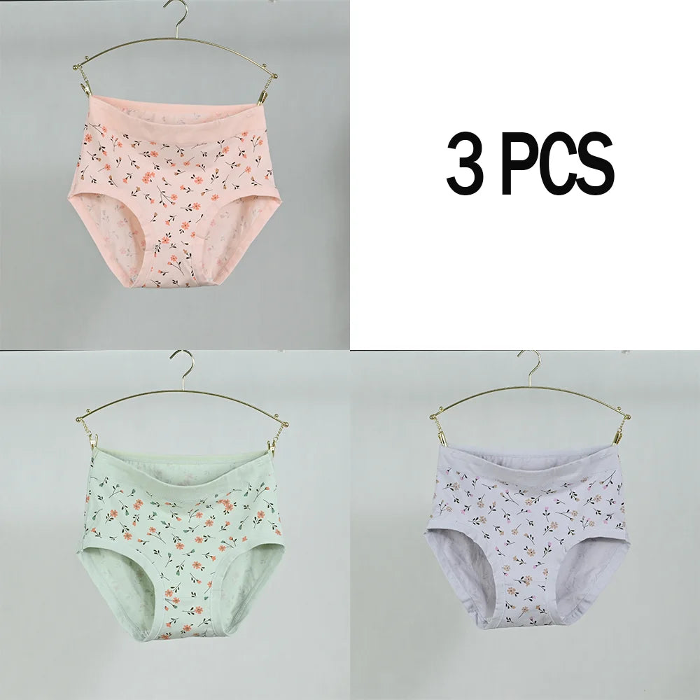 Pink Bloom Breathable Cotton Floral Panty Set – 3-Piece High-Waist