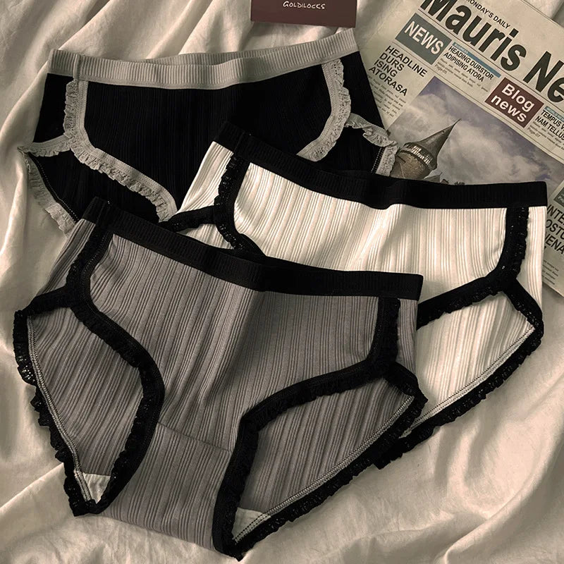 Pink Bloom Breathable Cotton Panty Set – 3-Pack Mid-Waist Underwear