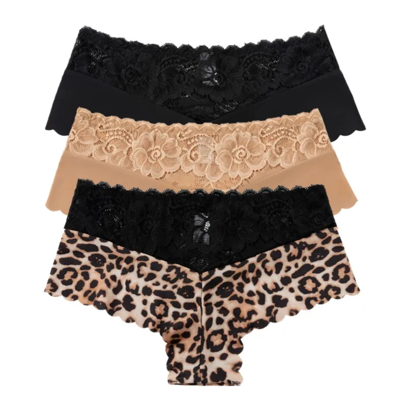 Pink Bloom 3pc Leopard Lace Panties – Sexy, Soft & Bold.