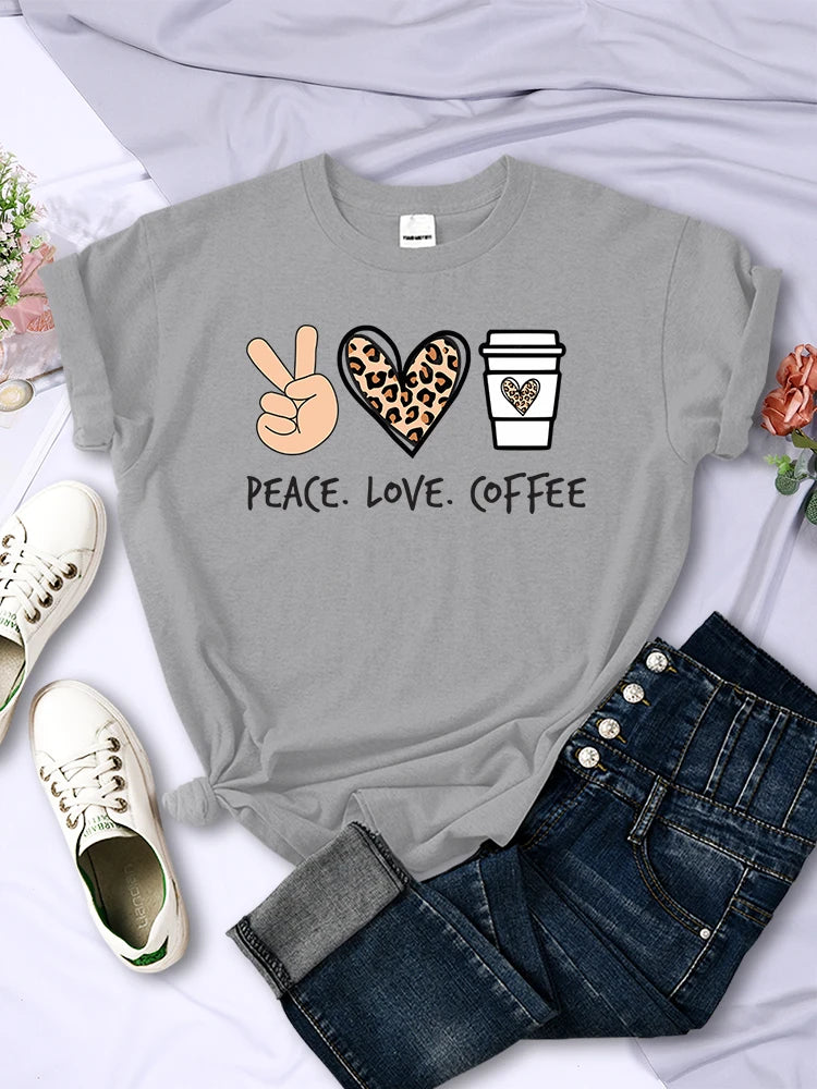 Pink Bloom Brewed Bliss Graphic Tee – Peace & Love Print