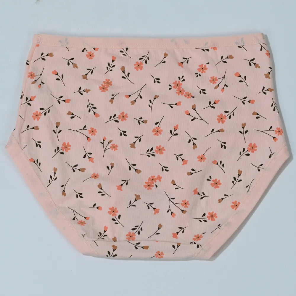 Pink Bloom Breathable Cotton Floral Panty Set – 3-Piece High-Waist