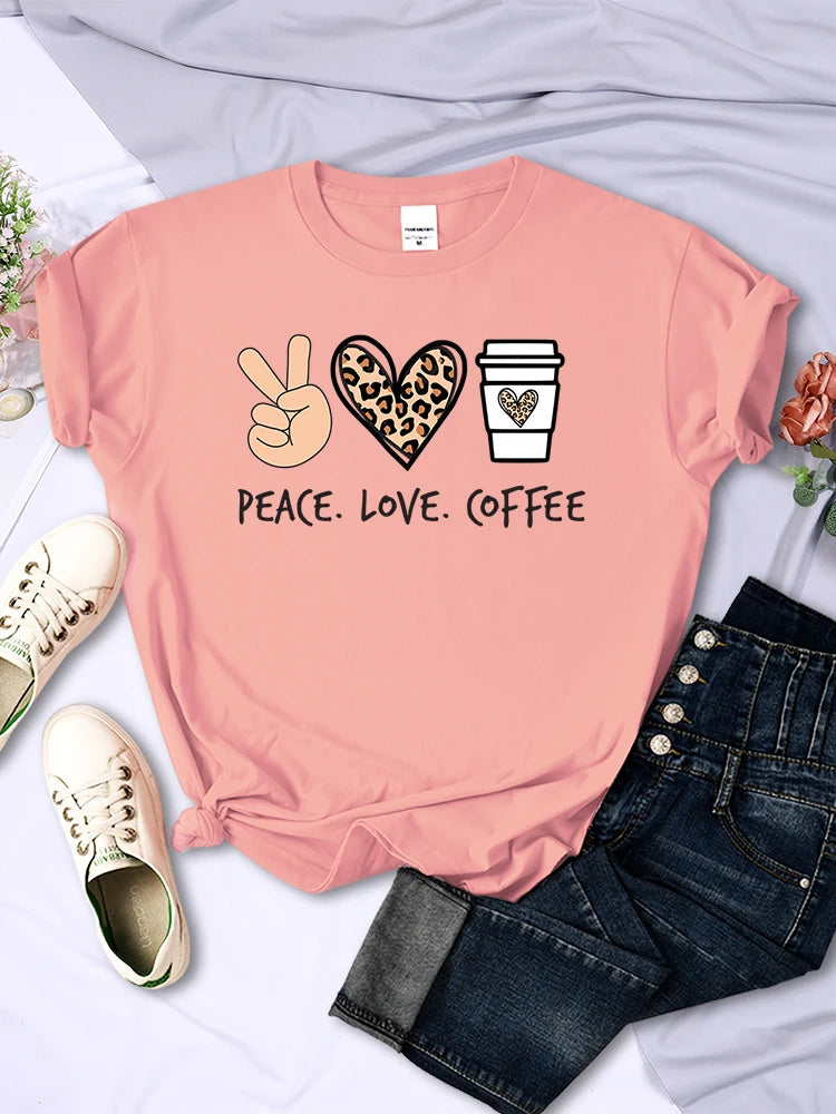 Pink Bloom Brewed Bliss Graphic Tee – Peace & Love Print