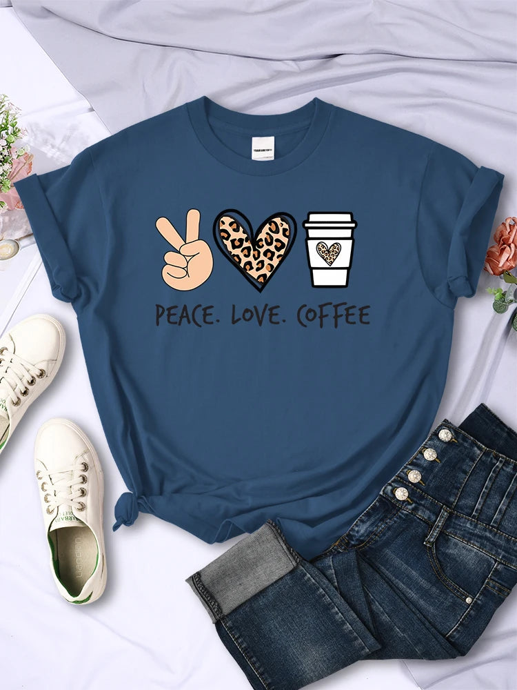 Pink Bloom Brewed Bliss Graphic Tee – Peace & Love Print