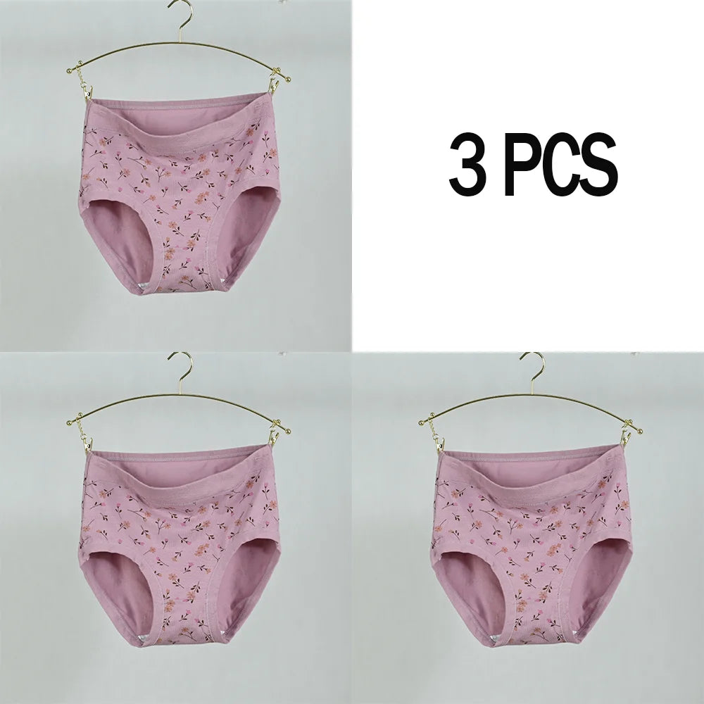 Pink Bloom Breathable Cotton Floral Panty Set – 3-Piece High-Waist