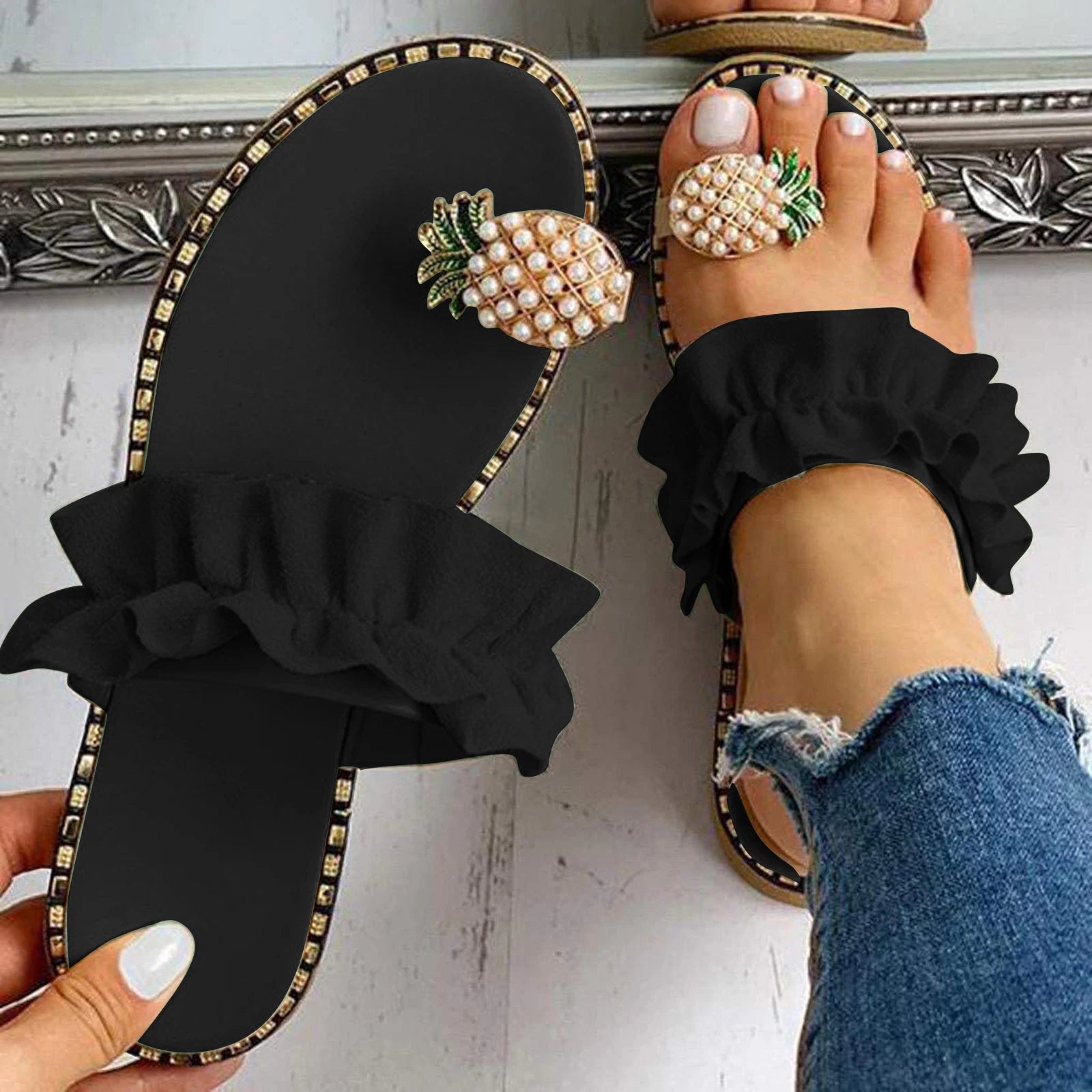 Pink Bloom Bohemian Summer Slippers