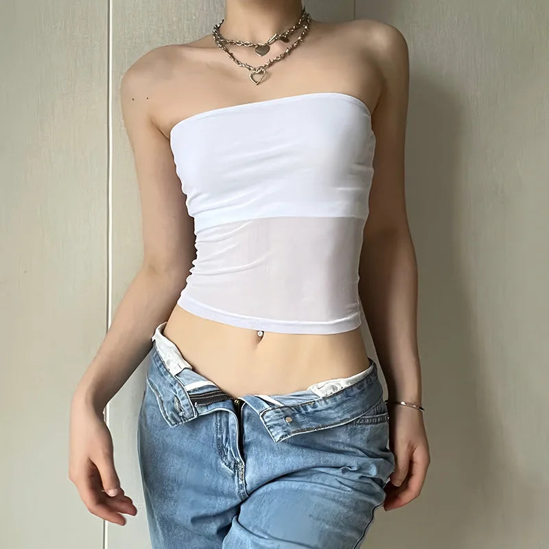 Pink Bloom Black Mesh Corset Crop Top