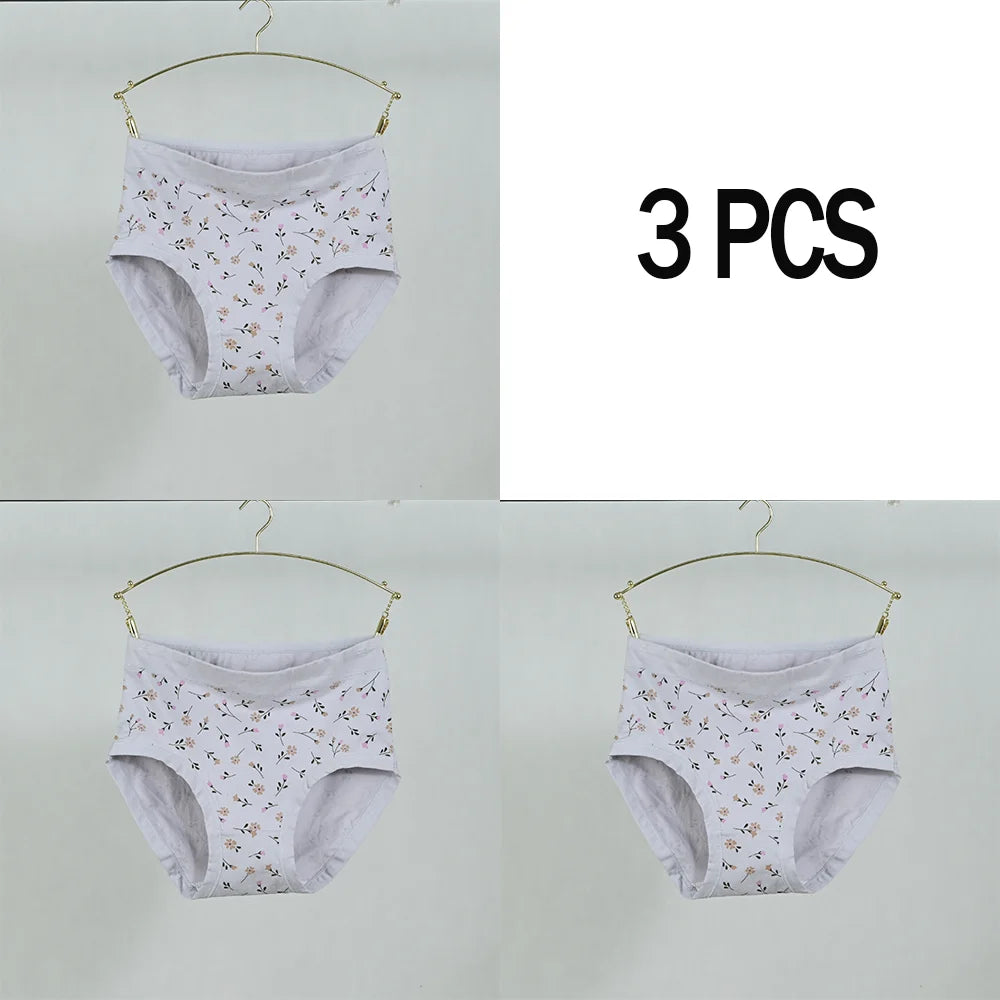 Pink Bloom Breathable Cotton Floral Panty Set – 3-Piece High-Waist