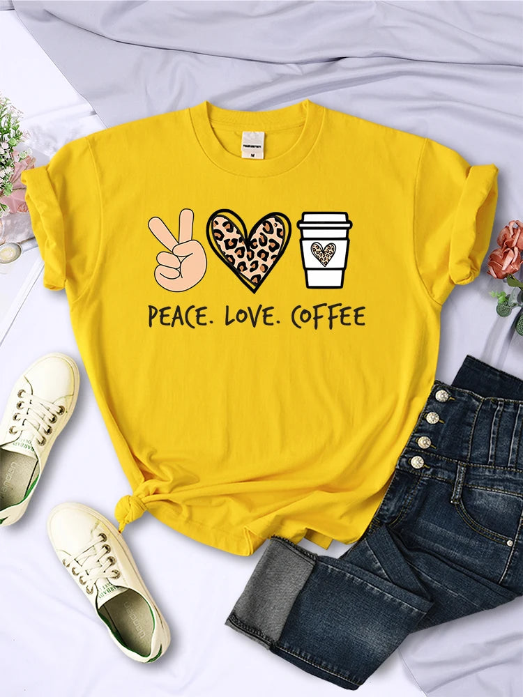 Pink Bloom Brewed Bliss Graphic Tee – Peace & Love Print