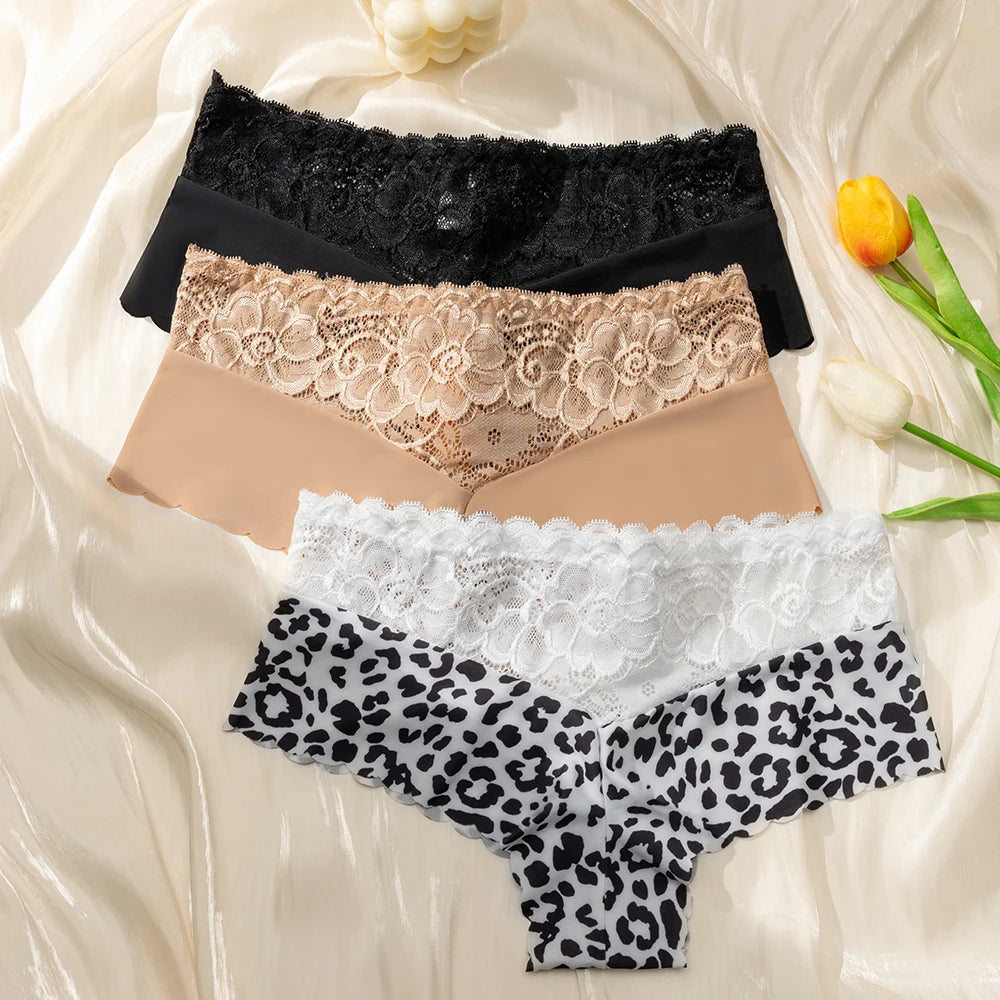 Pink Bloom 3pc Leopard Lace Panties – Sexy, Soft & Bold.