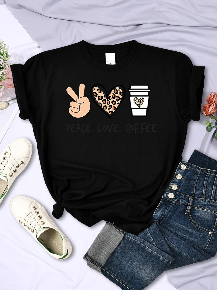 Pink Bloom Brewed Bliss Graphic Tee – Peace & Love Print