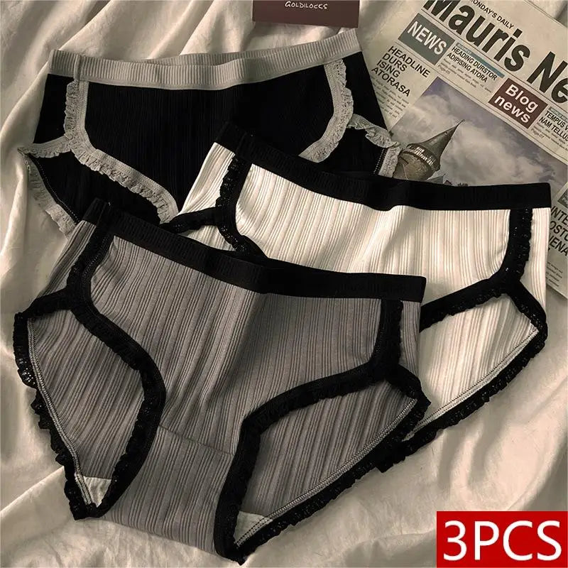 Pink Bloom Breathable Cotton Panty Set – 3-Pack Mid-Waist Underwear
