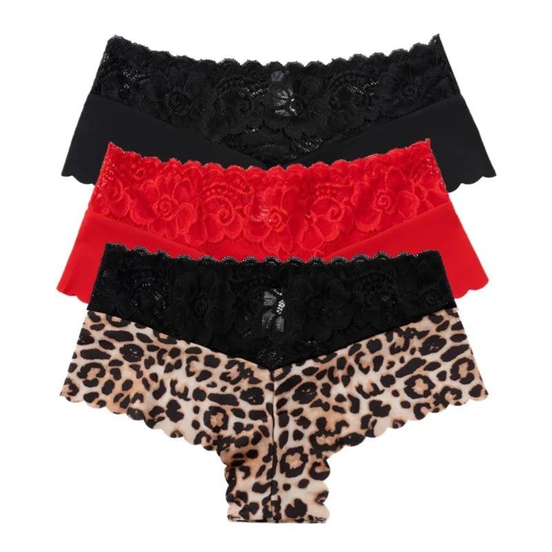 Pink Bloom 3pc Leopard Lace Panties – Sexy, Soft & Bold.