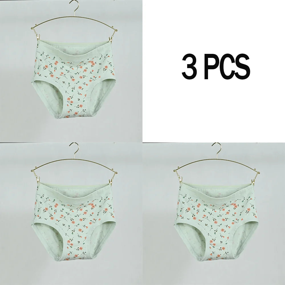 Pink Bloom Breathable Cotton Floral Panty Set – 3-Piece High-Waist