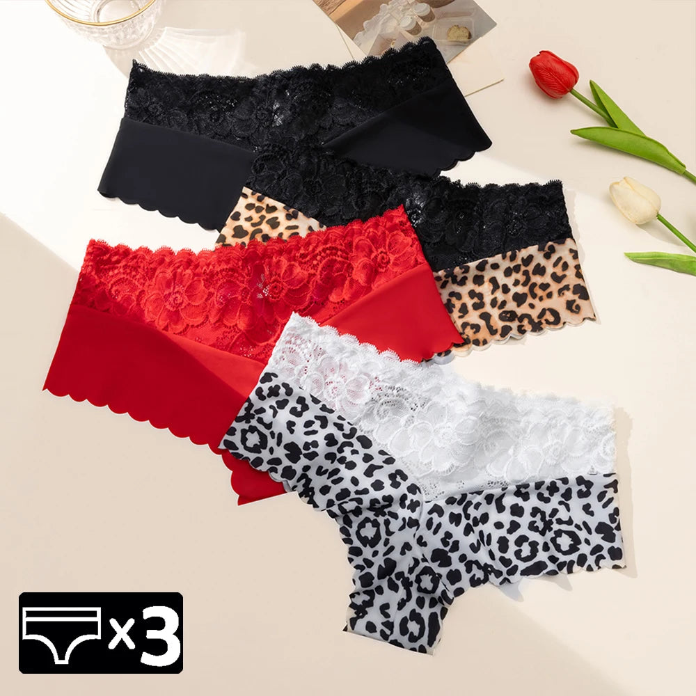 Pink Bloom 3pc Leopard Lace Panties – Sexy, Soft & Bold.